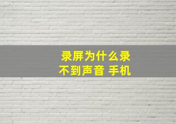 录屏为什么录不到声音 手机